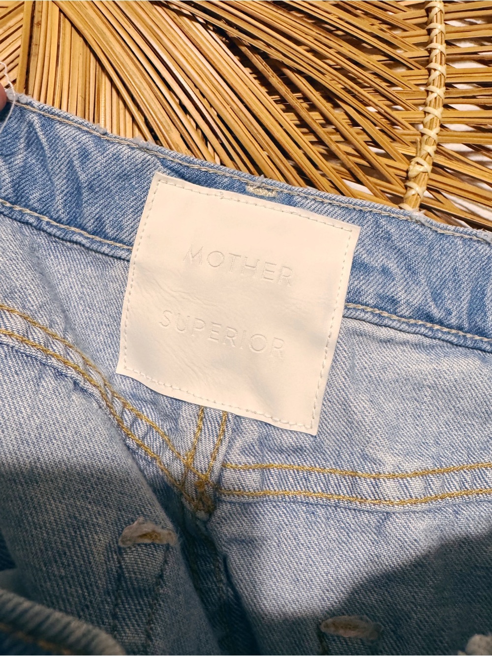 MOTHER Light Blue Distressed Wide-Leg Jeans - Picture 9 of 11